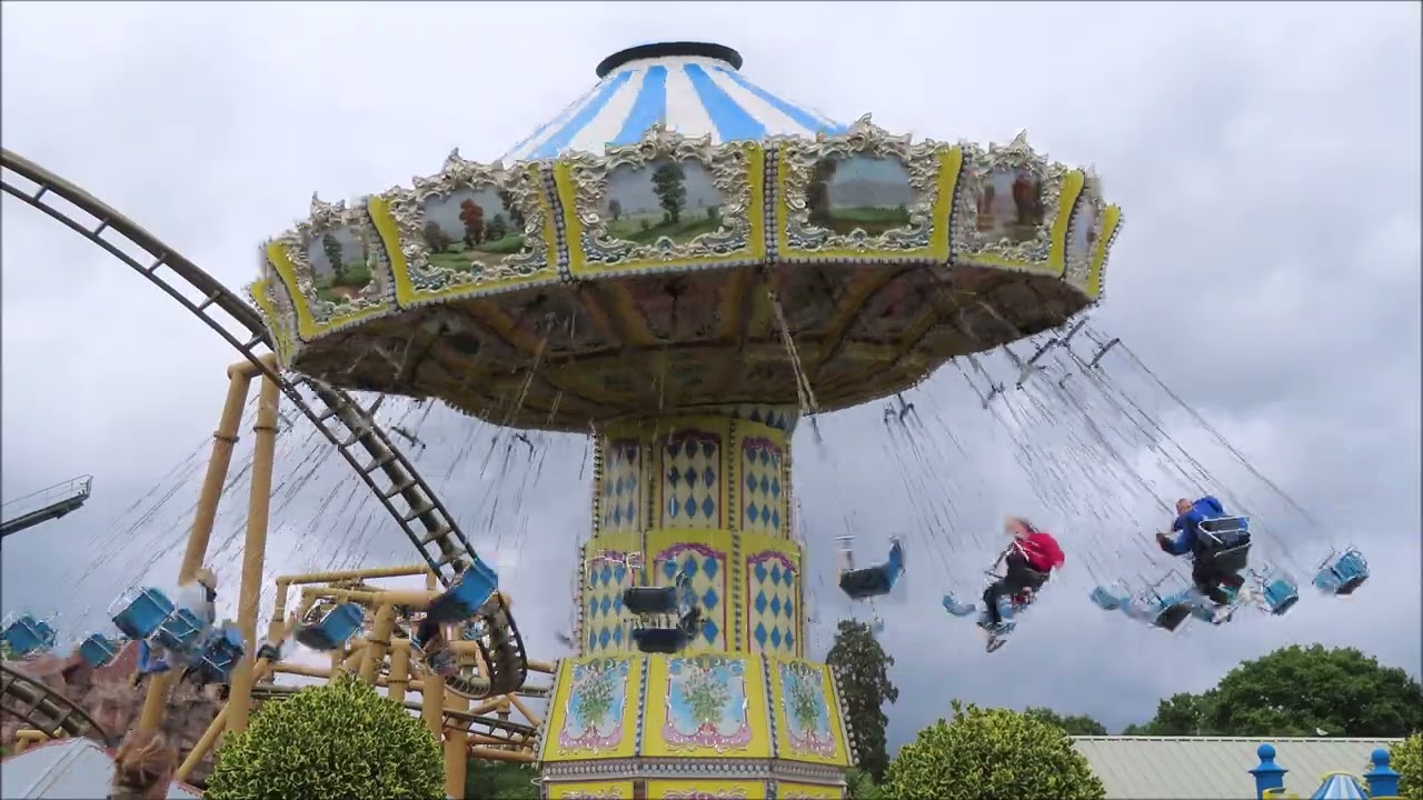 Paultons Park - Sky Swinger Chair Swings Full Ride Cycle Off-Ride - September 2022 | kittikoko