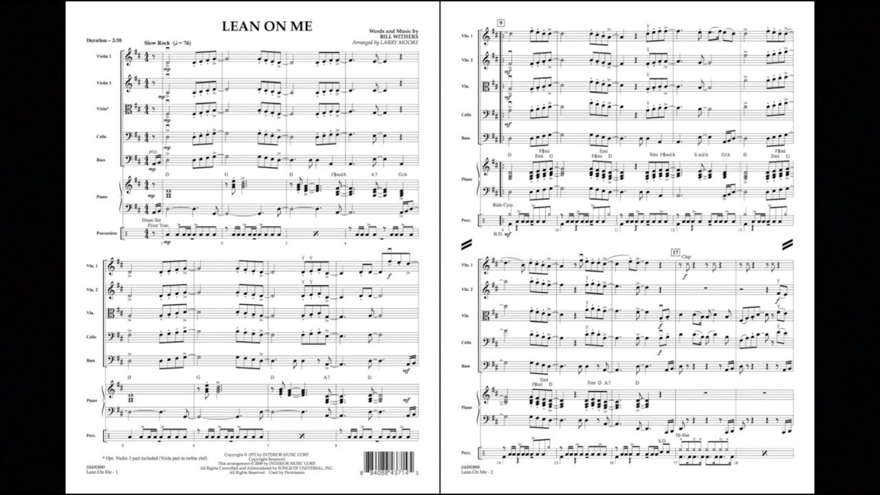 Lean on Me by Bill Withers/arranged by Larry Moore
