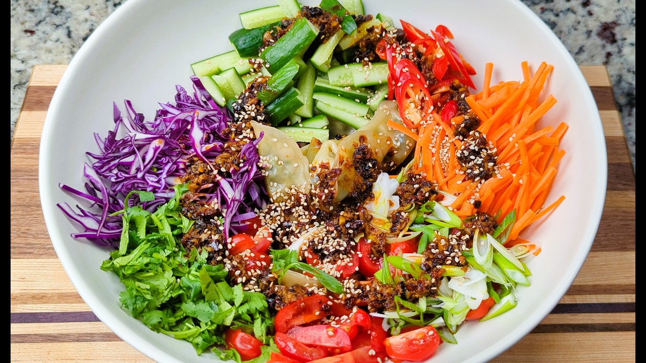 EASY Dumpling Salad | Homemade Dressing | Vegan Vegetarian Plant-Based