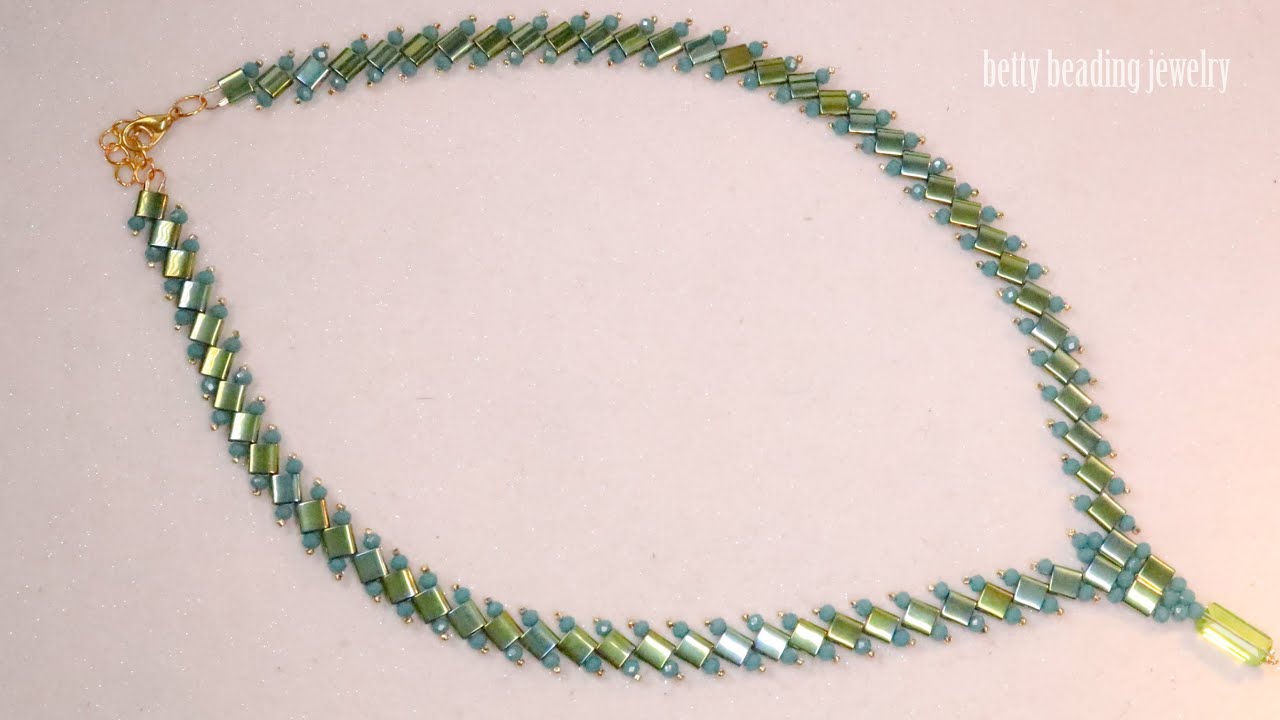 jewelry making at home.Beaded necklace with Tila beads and crystal easy to make for beginners