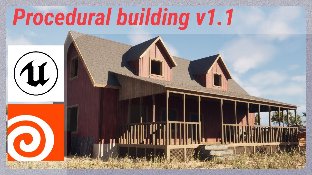 Procedural building in Houdini v1.1 porches, import in Unreal Engine