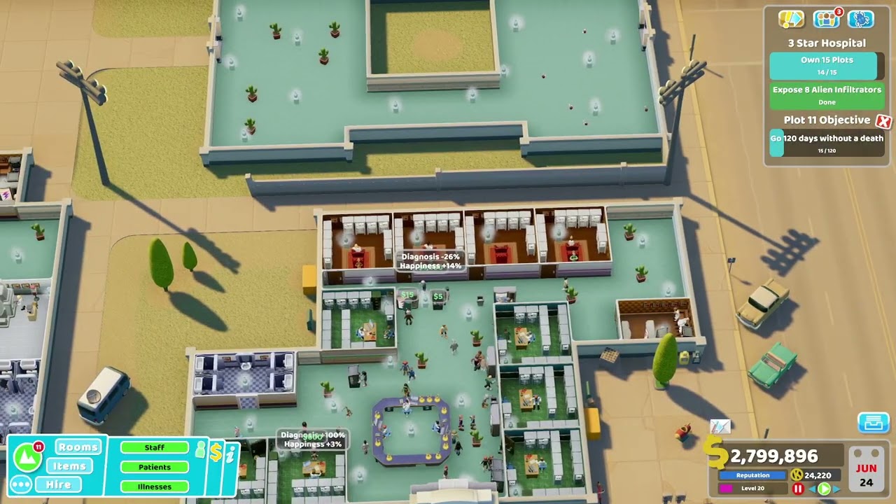 Two Point Hospital: Finally our 3rd star on Goldpan