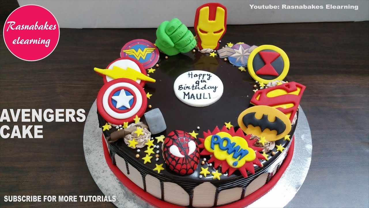 avenger's superhero birthday cake captain america hulk wonder woman spiderman thor infinity wars