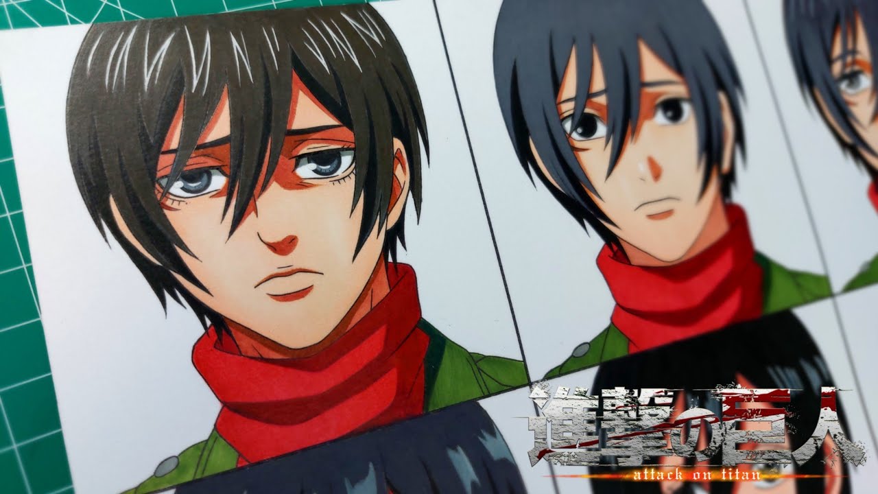 Drawing Mikasa ackerman in Different Anime Styles || Attack on Titan / 進撃の巨人