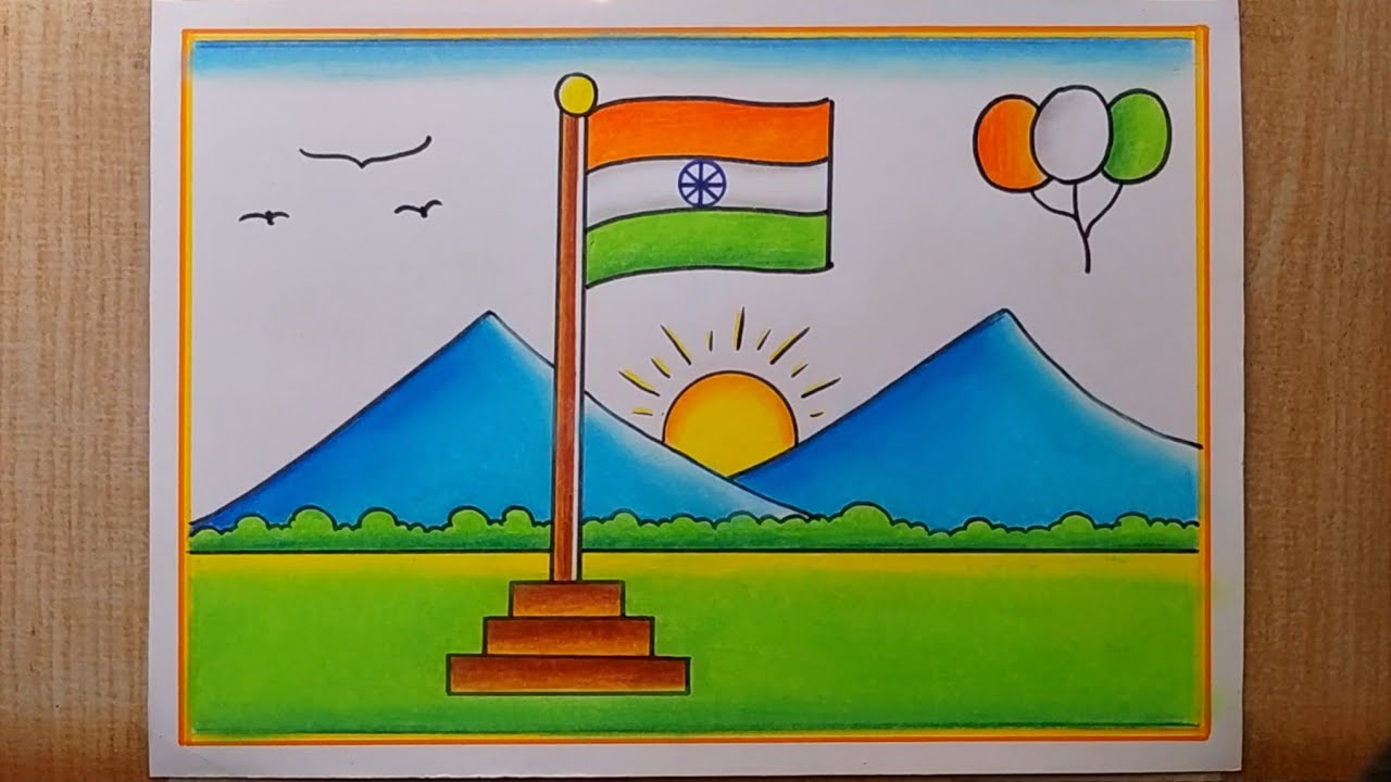 Very easy Republic Day drawing| Republic day poster drawing| Happy Republic day drawing| India Flag