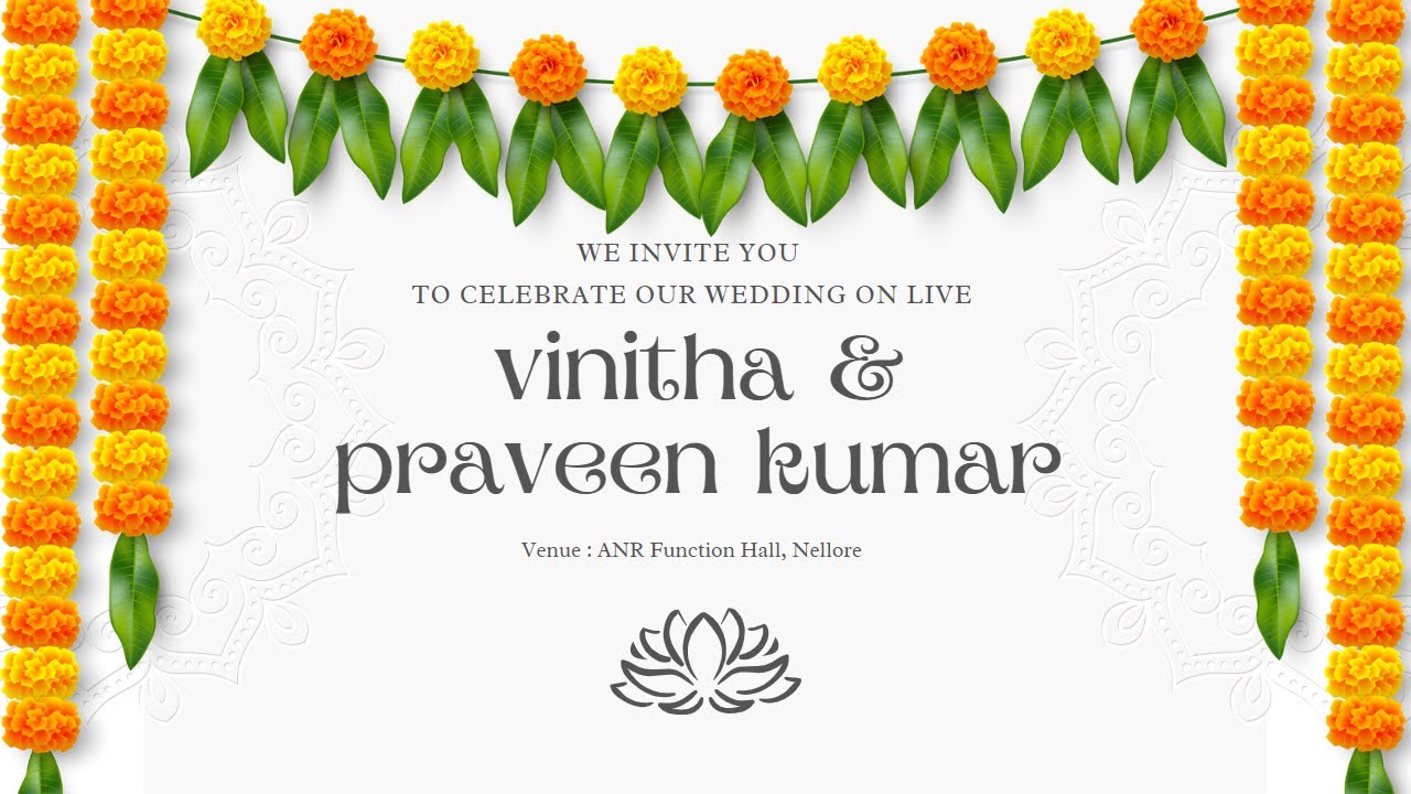 Vinitha Weds Praveen Kumar Reception & Wedding Live Ceremony
