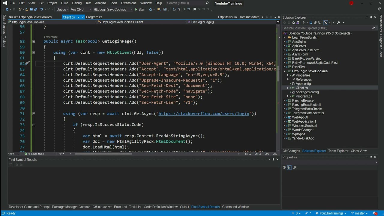 Логин на сайт с помощью HttpClient с последующим сохранением Cookies