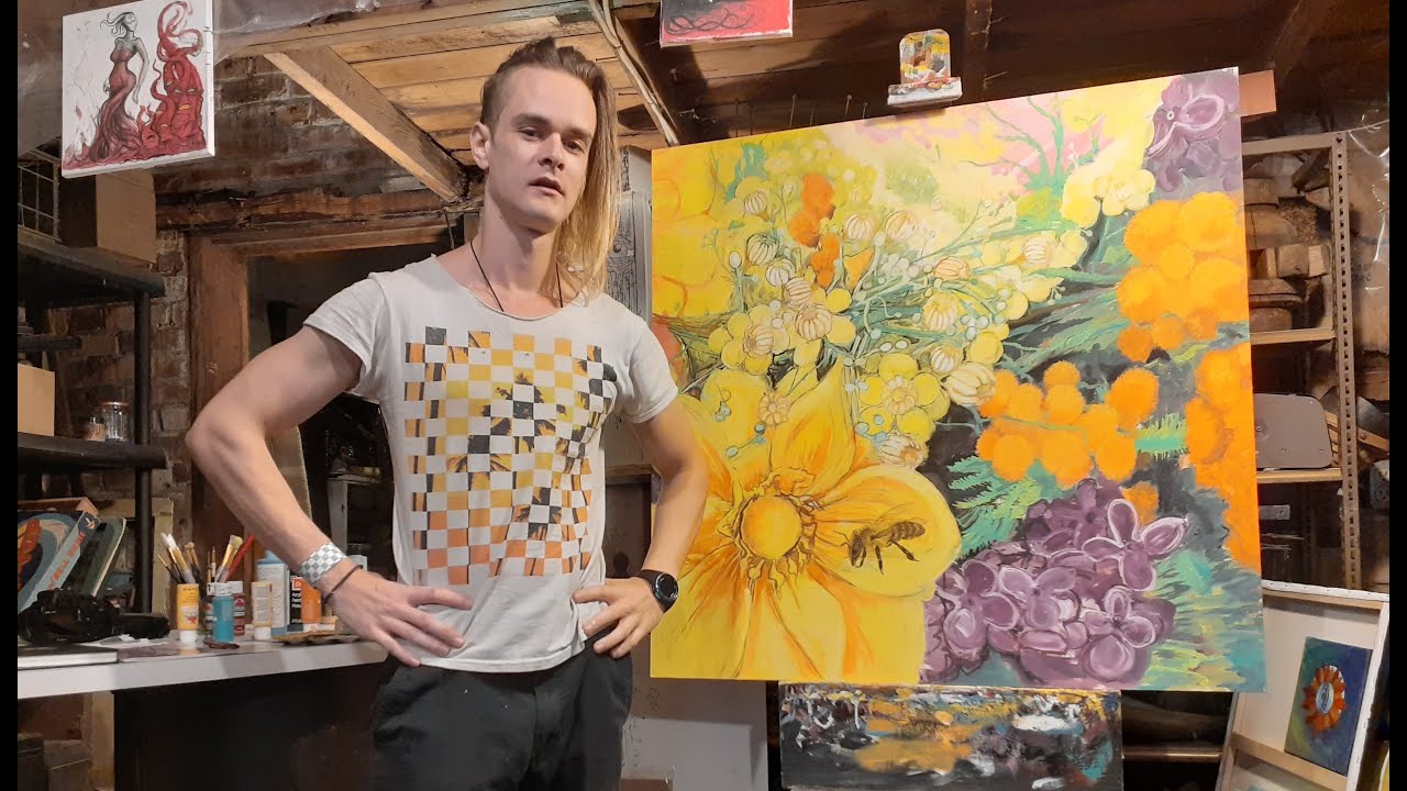 I MADE A HUGE FLOWER PAINTING ‼️🎨🤯 #howtopaint