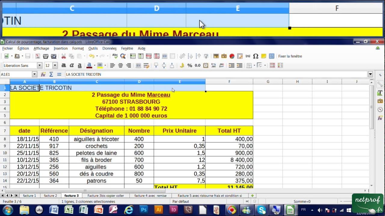 20 - Calcul de pourcentage (tva, remise, frais, facturation) avec Calc