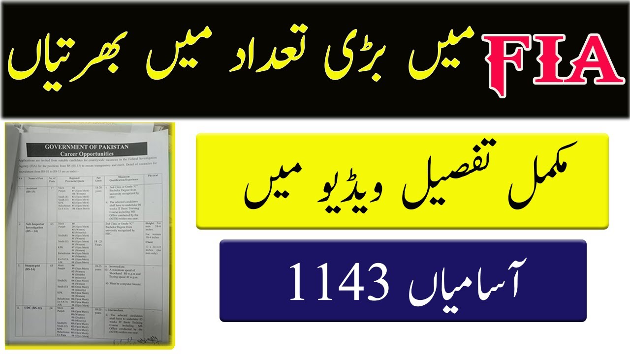 FIA JOBS 2021/ JOBS IN PAKISTAN 2021/ APPLY ONLINE