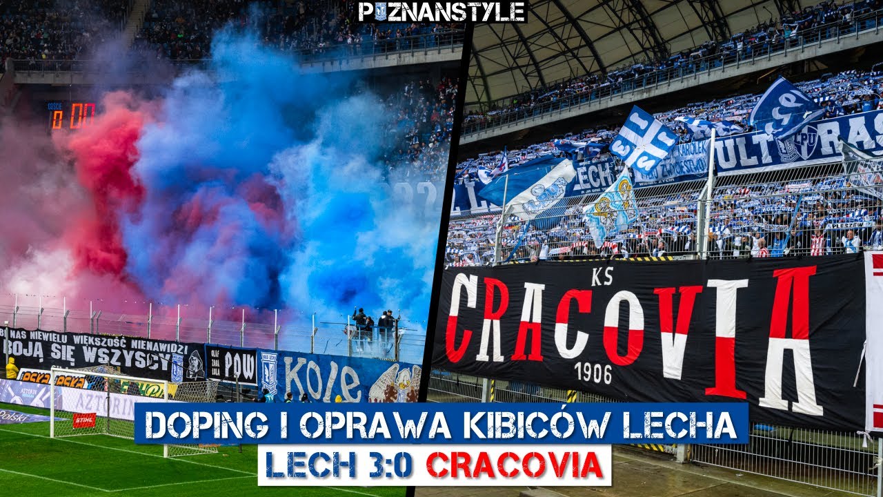 LECH - Cracovia (06.05.2023): doping i oprawa Kibiców Kolejorza
