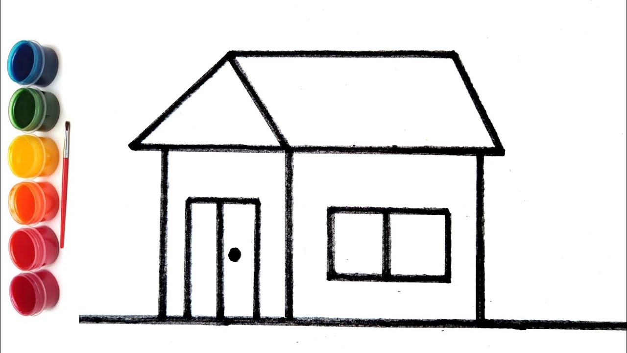 How to draw a house painting house easy drawing house