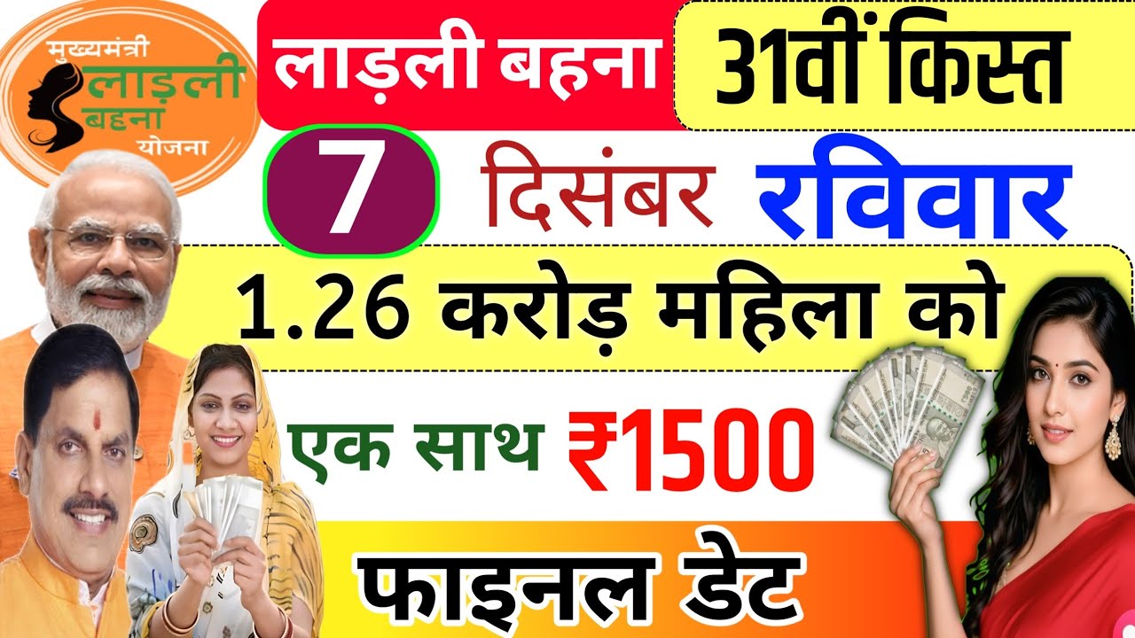 7 दिसंबर | ladli behna yojana 31th installment | ladki bahin yojana new update