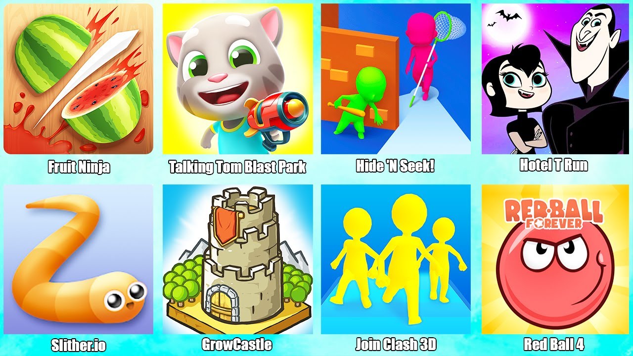 Gameplay - Slither io,Red Ball 4,Join Clash 3D,GrowCastle,Fruit Ninja,Talking Tom Blast Park,Hotel T