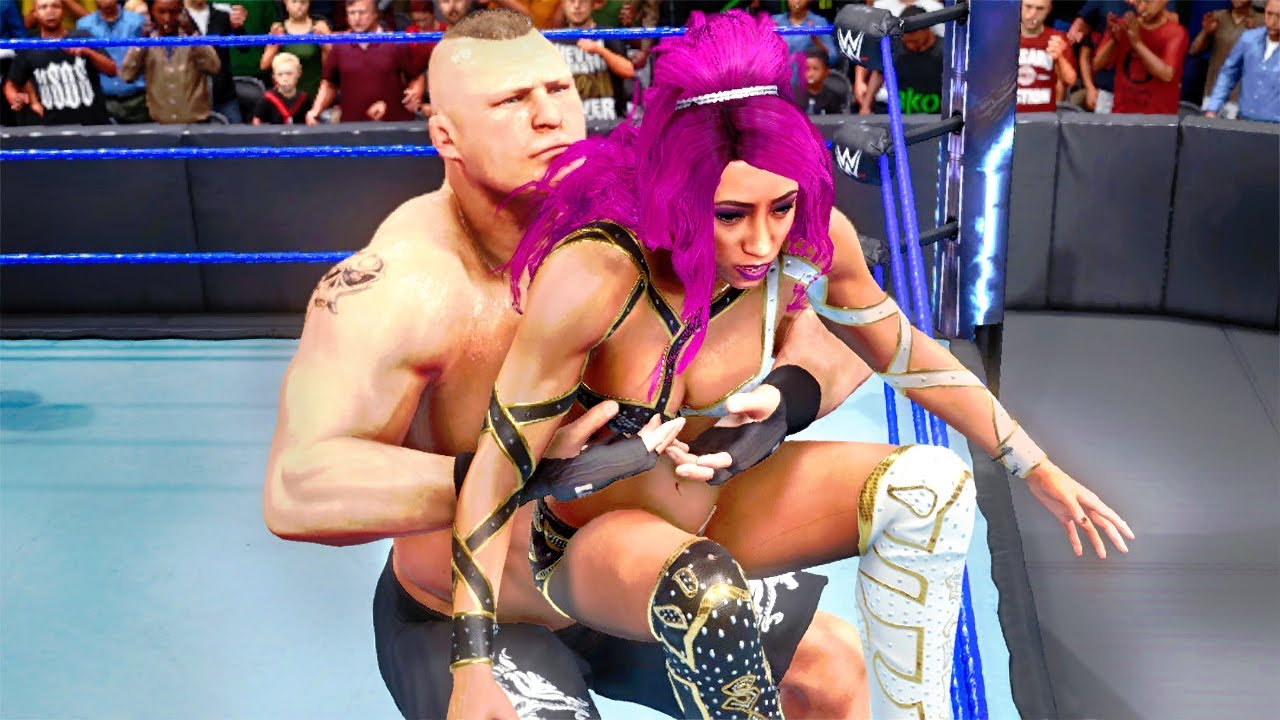WWE 2k20 Sasha Banks vs Brock Lesnar, Intergender wrestling,