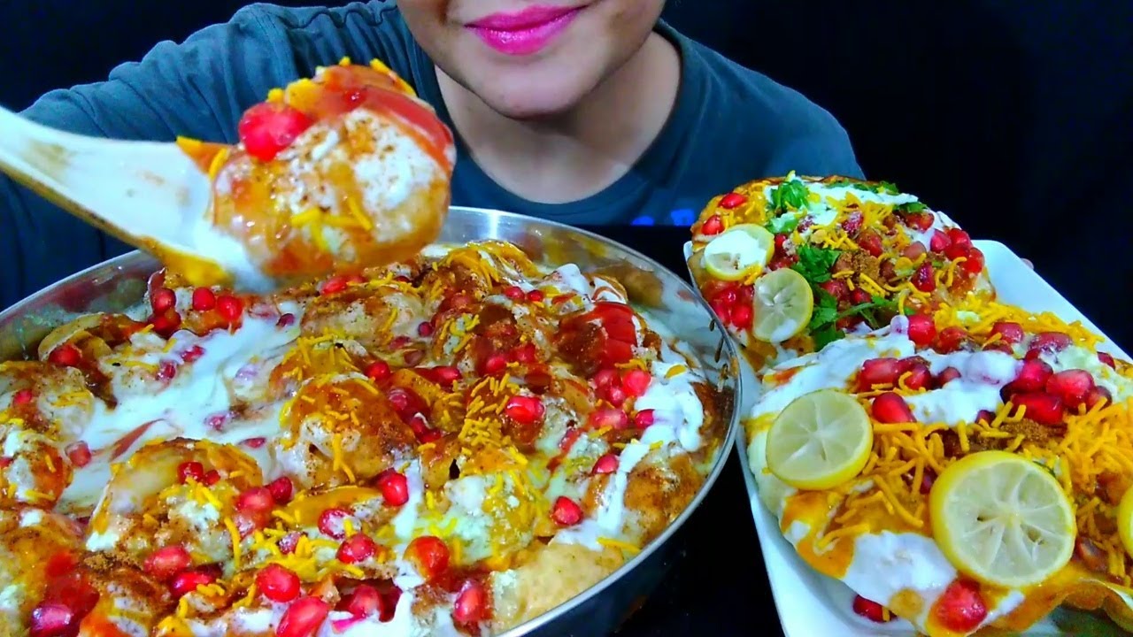 ASMR:Eating Raj Kachori+Dahi   Puri | Indian Street Food Eating Show | Eating ASMR | ERSA ASMR