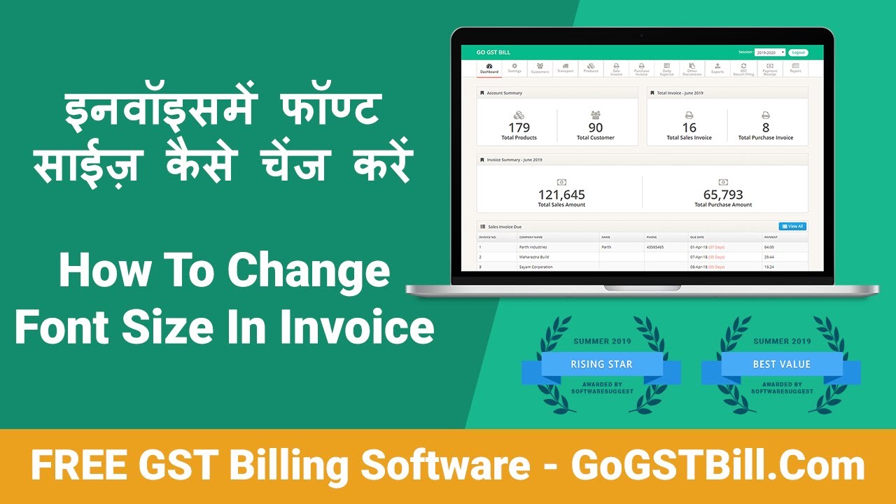 How to Change font size Of Invoice in GoGSTBill - GOGSTBill.Com - Free GST Billing Software