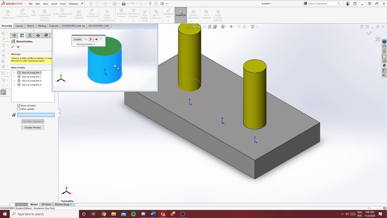 Замена компонентов - SolidWorks 2020