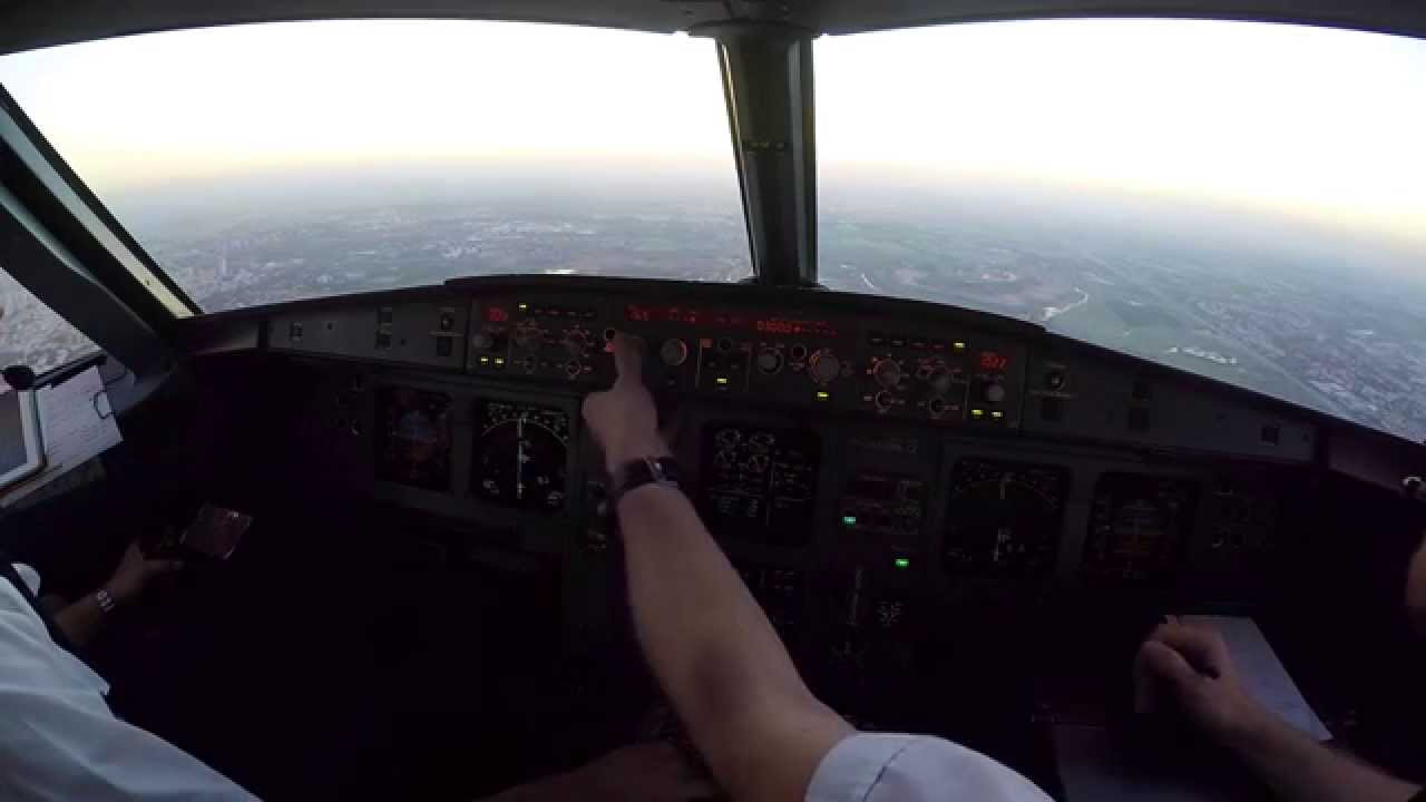 Tel Aviv LLBG Cockpit view long final rwy 12 at dawn.