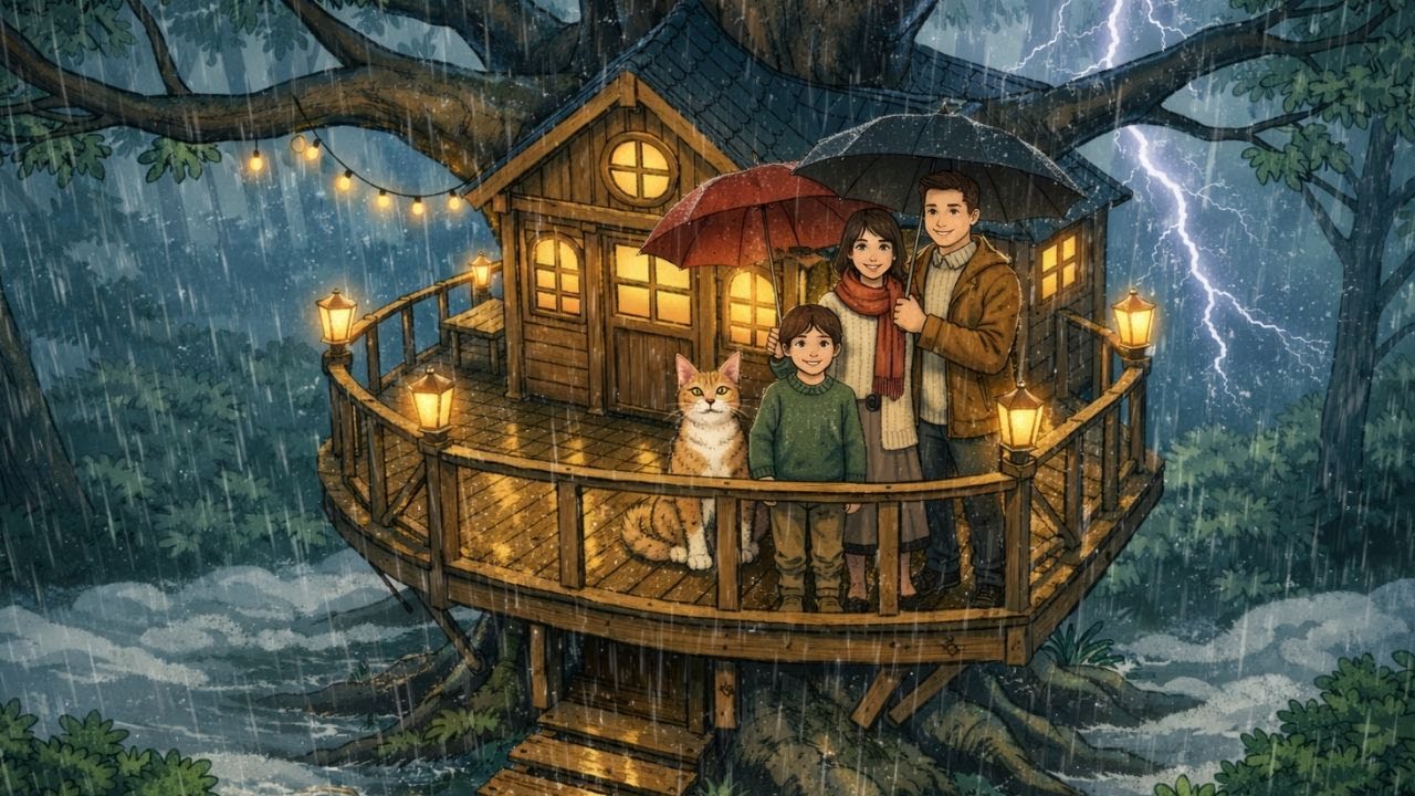 A Rainy Day Spent Together in a Tree House | Silent Ghibli Days | Ghibli-Style ASMR