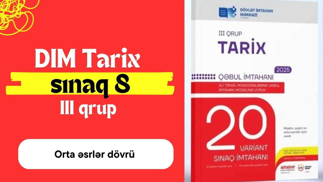 DİM 20 sınaq tarix / sınaq 8 / III qrup #tarix #DİM #sınaq #otk #tarixdərsləri