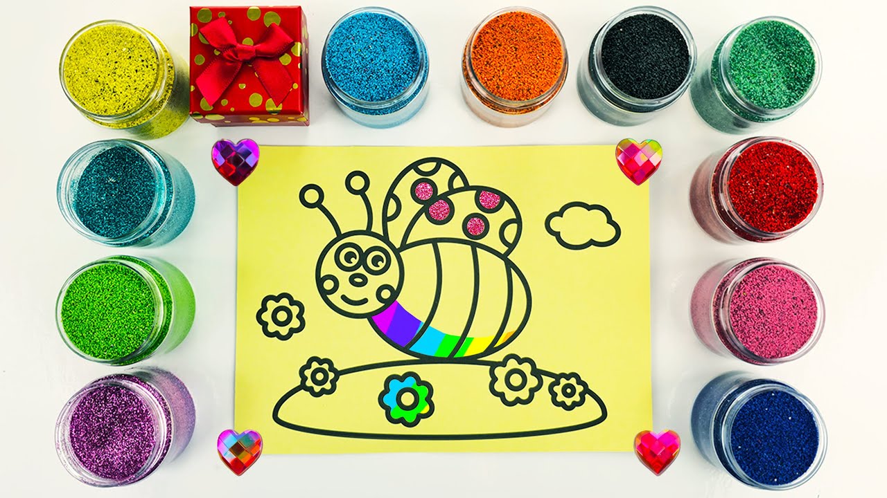 Colorful Sand Painting Fun! | Relaxing Music and Creative Art for Kids 🐝