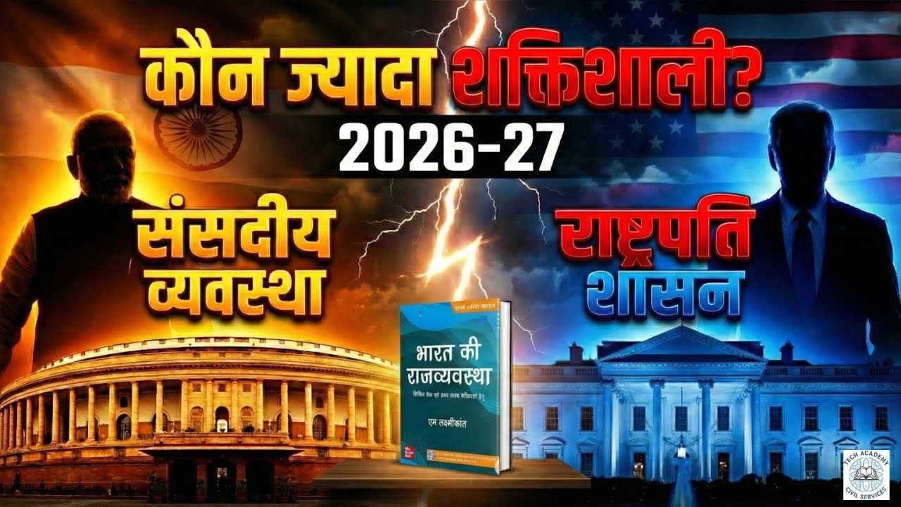 संसदीय व्यवस्था बनाम राष्ट्रपति शासन | Complete upsc pcs  2026 -27  Indian Polity📖📚