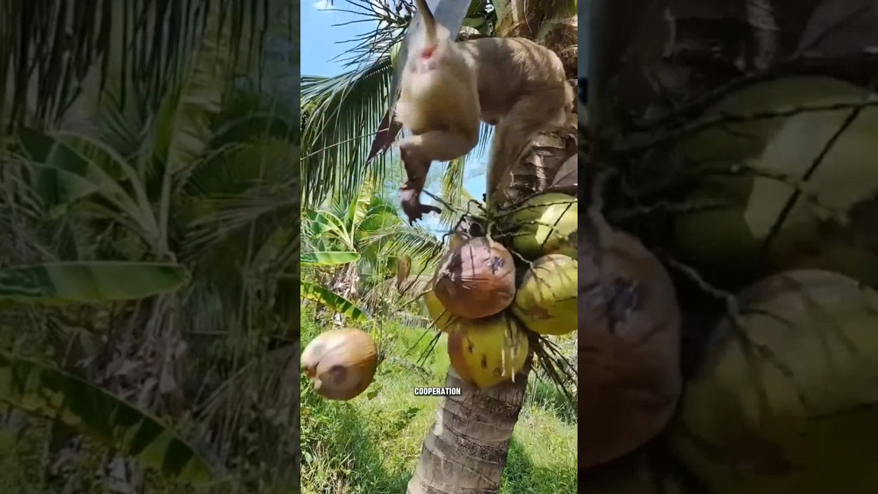 Facts about monkey picking coconut video #facts #monkey #animals #education #shorts #youtubeshorts