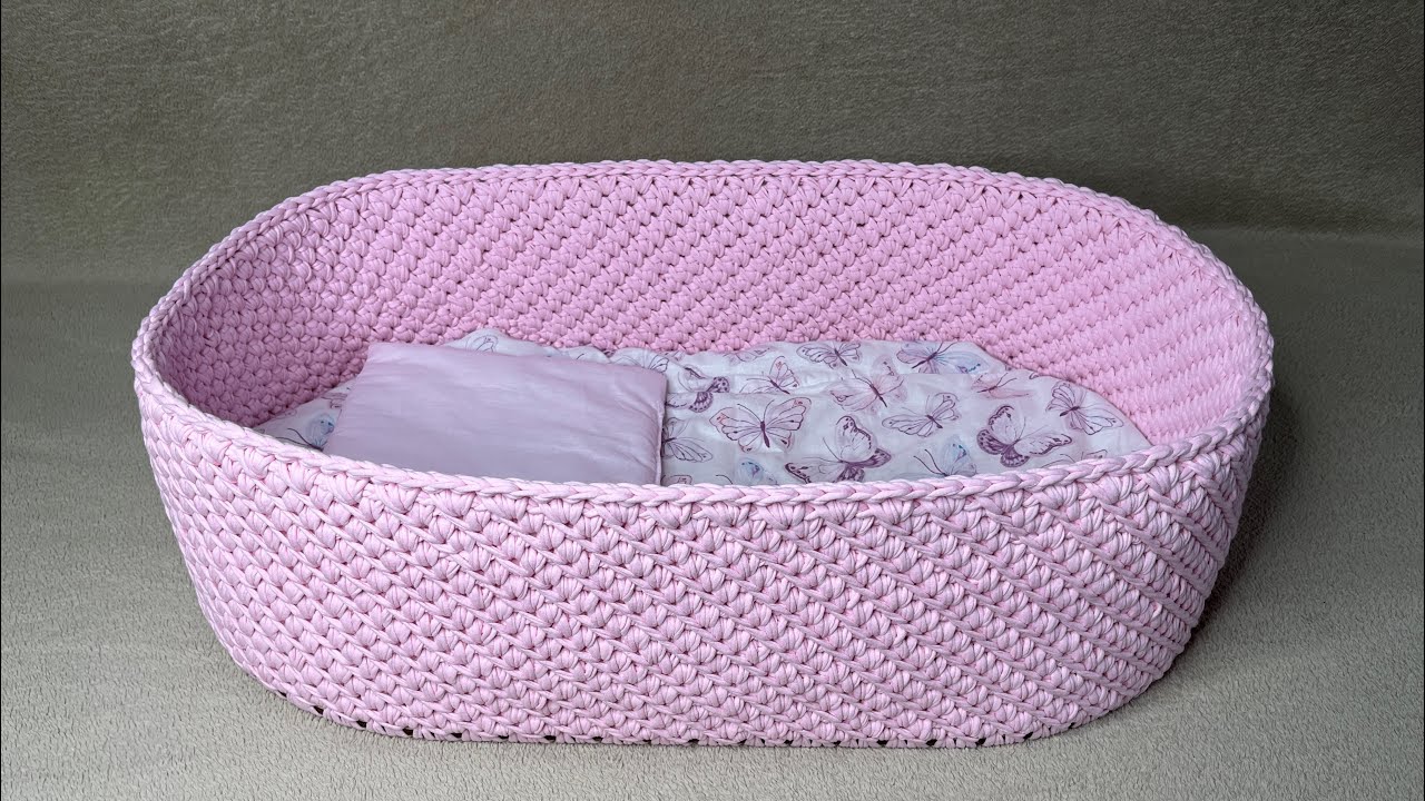 ЛЮЛЬКА КОРЗИНА КРАСИВЫМ ДИАГОНАЛЬНЫМ УЗОРОМ