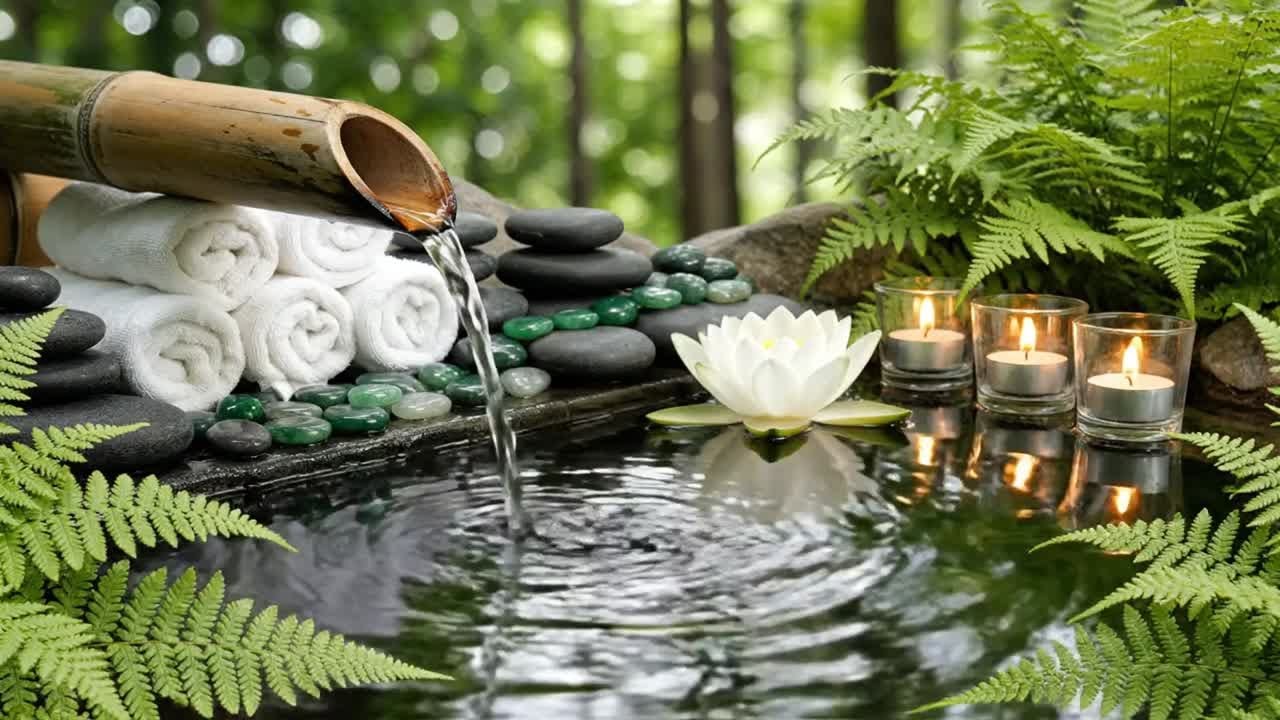Relaxing Music Relieves Stress, Calm Anxiety and Depression 🌿 Bamboo Water Fountain, Calm the Mind