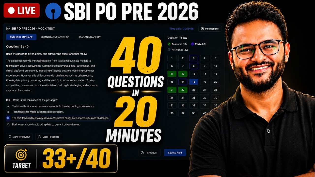 SBI PO 2026 Most Expected English Paper 🔥 | Latest Pattern | Exam Trend Analysis | Live Mock
