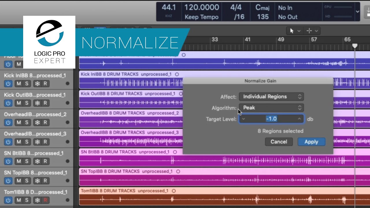Gain-Stage Your Tracks in One-Click With Logic's Normalize Region Gain