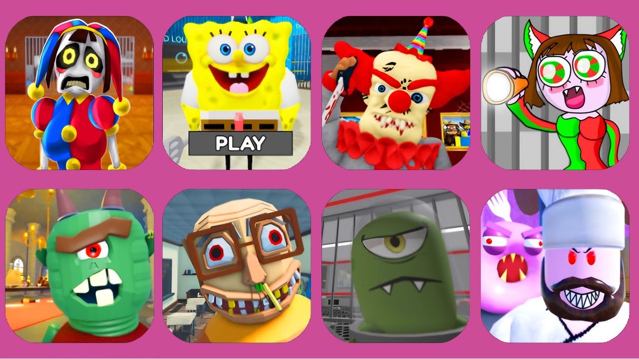ROBLOX.Scary Pomni Prison Run.SPONGEBOB PRISON RUN OBBY ROBLOX.Killer Clown Escape.ROBLOX HARD MODE!