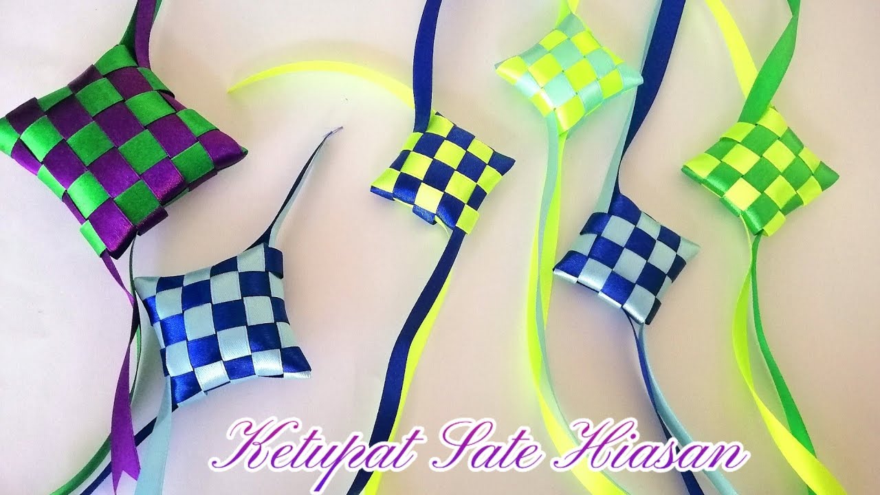 Easy and simple way to make ketupat sate using satin ribbons制作摆设的布马来粽超简单又快速Ketupat Sate hiasan