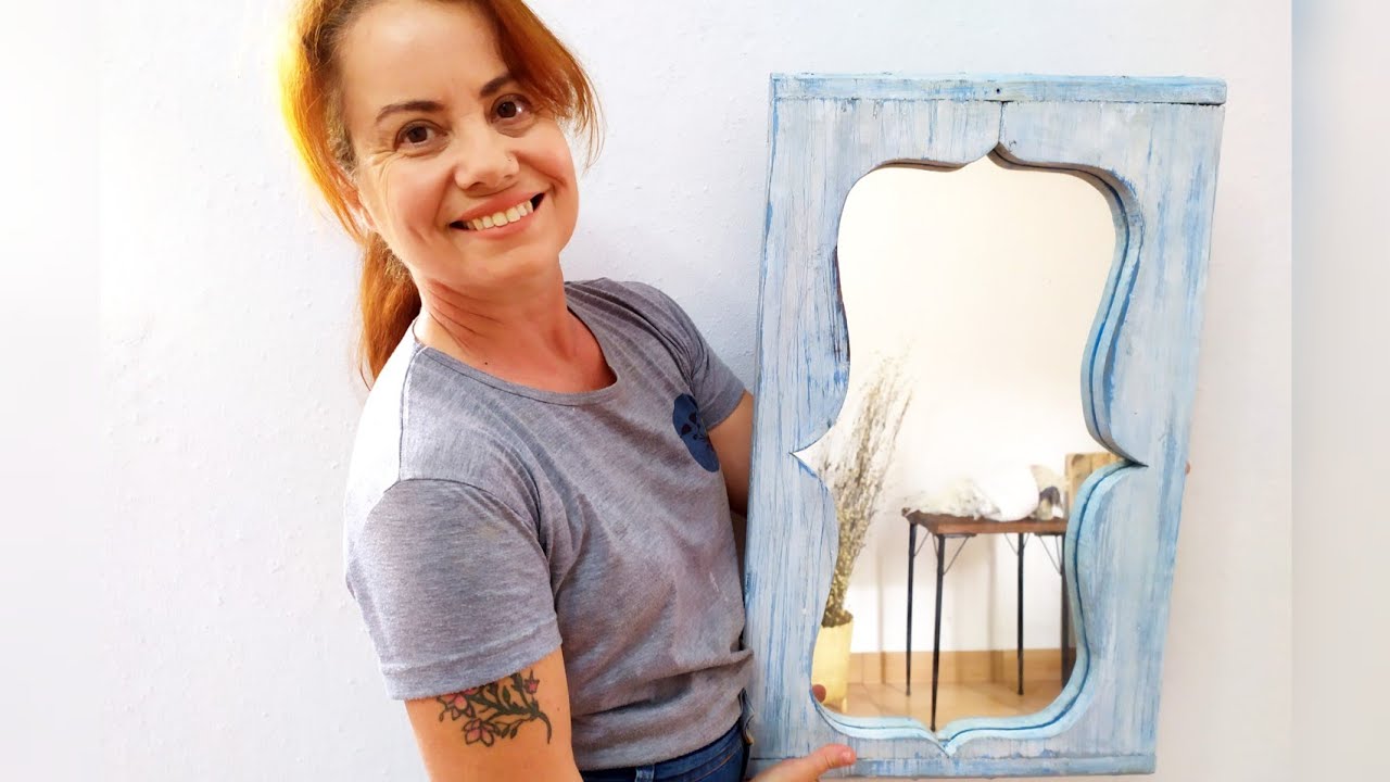 DIY moldura para espelho / Deixe seus móveis com aspecto rústico com a técnica de Pátina