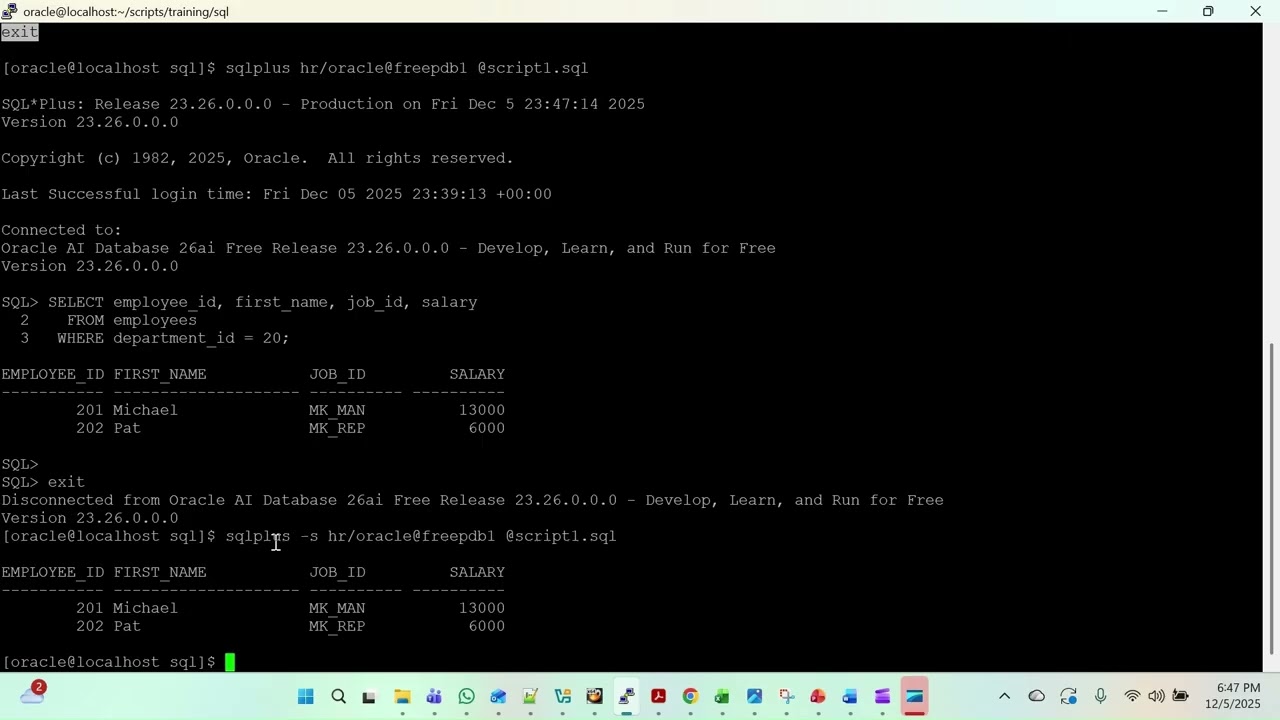 Executing Oracle SQL script (with parameters) from OS (Unix / Windows) prompt