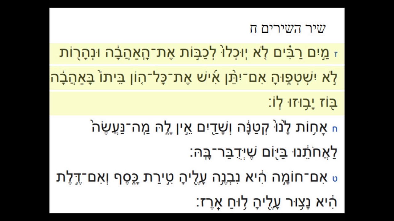 8. Chir Hachirim - le cantique des cantiques