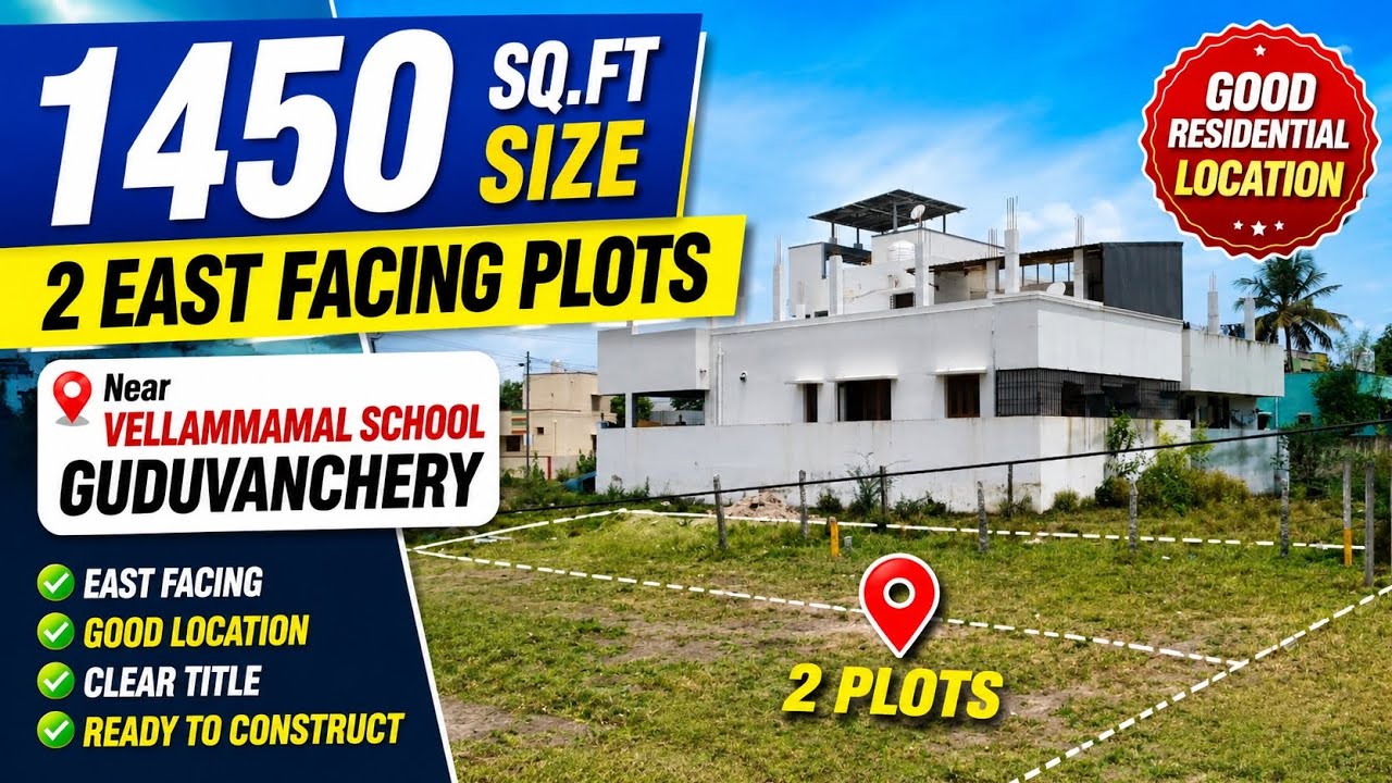 1450 Sq.Ft East Facing Plots for Sale | Near Velammal School | #Guduvanchery #prproperties #vandalur