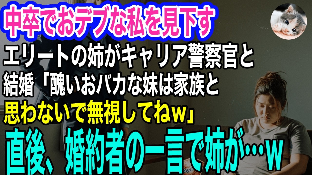 中卒でおデブな私を見下す美人でエリートの姉がキャリア警察官と結婚。母＆姉「醜い妹は家族じゃないし無視してねｗ」婚約者「法的には…」→直後、母と姉が顔面蒼白にｗ【スカッとする話・年金シニア生活】