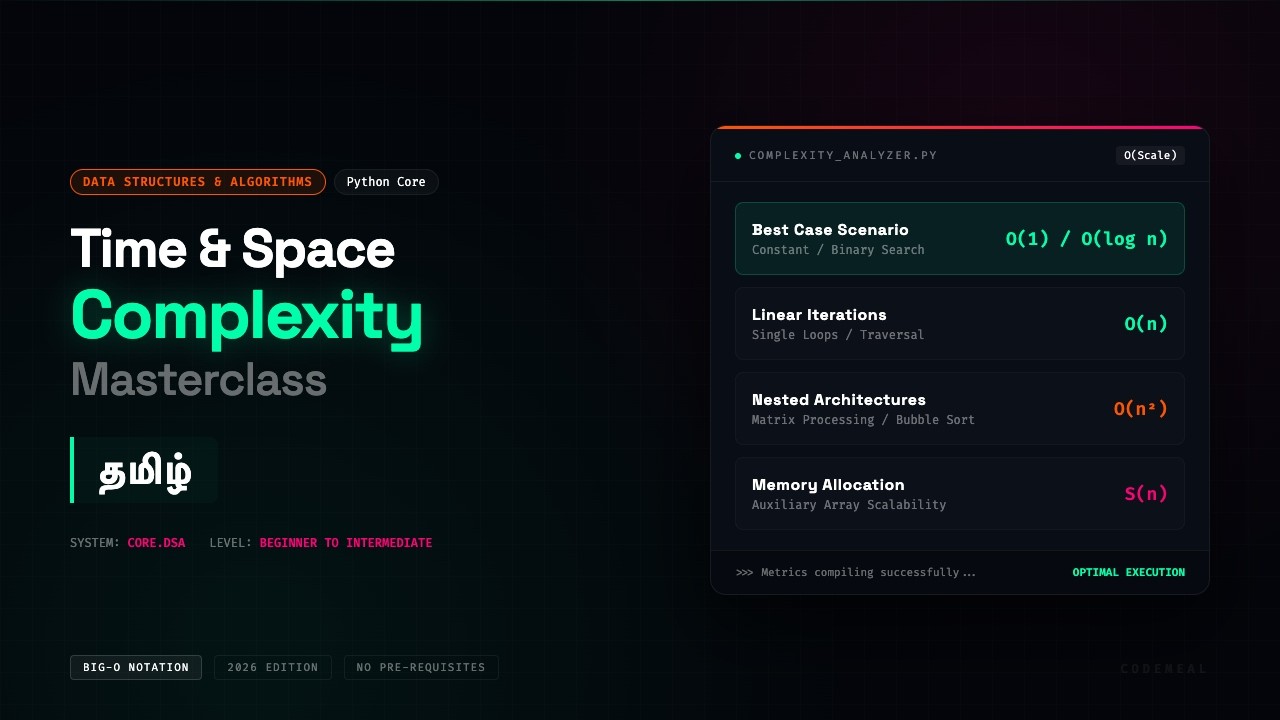 Time & Space Complexity - Python - Data Structures & Algorithms - Tamil