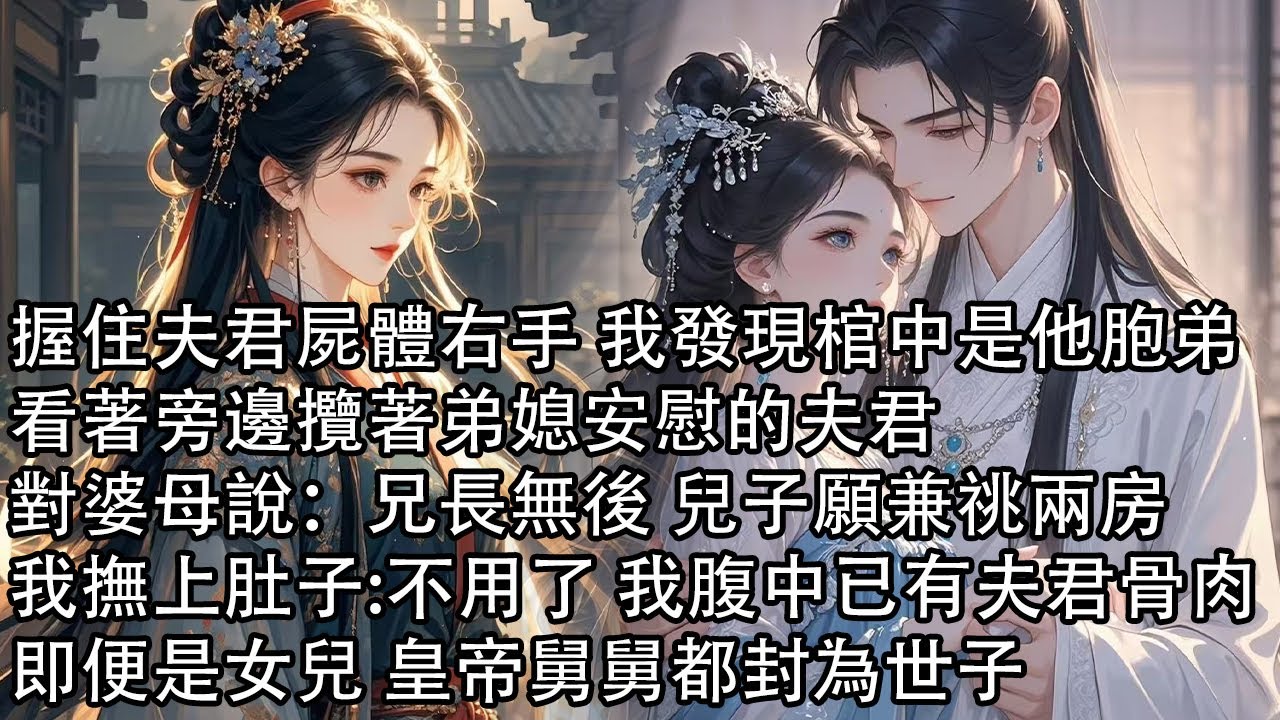 【一口氣看完】握住夫君屍體右手 我發現棺中是他胞弟，看著旁邊攬著弟媳安慰的夫君，對婆母說：兄長無後 兒子願兼祧兩房，我心中冷哼撫上肚子:不用了 我腹中已有夫君骨肉，即便是女兒 皇帝舅舅都封為世子