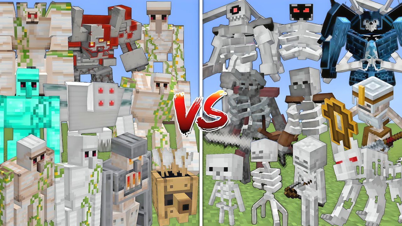 ALL MUTANT IRON GOLEMS vs ALL MUTANT SKELETON ALLIANCE MOBS BATTLE IN MINECRAFT