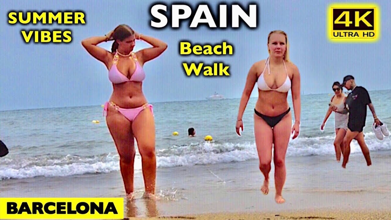 Barcelona, Spain Walking tour, Beach Walk, August 2022