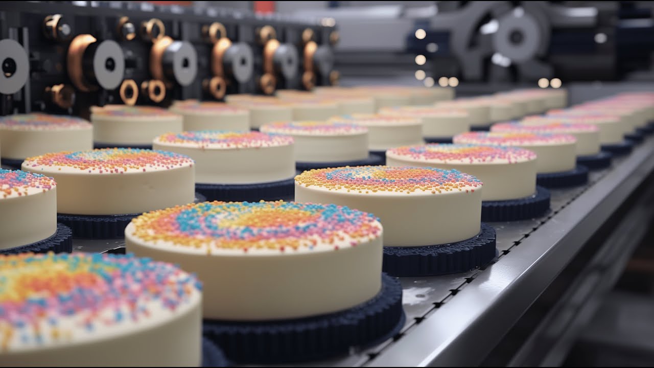 How rainbow cake is made in factory | Rainbow cake mass production | Cake Factory