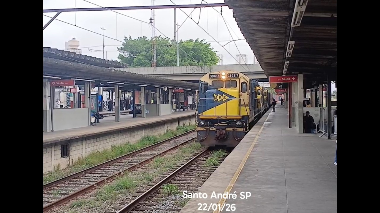 Trem de Container passando pela estação de Santo André - SP #3802 #3873 #3714
