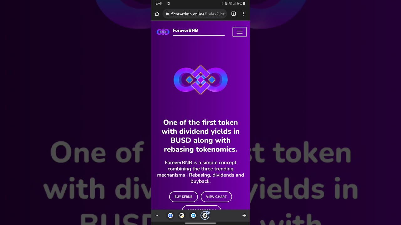 FOREVER BNB Token Introduction BEP20 dividend yields REBASING Tokenomics paid in BUSD 7% from 10%