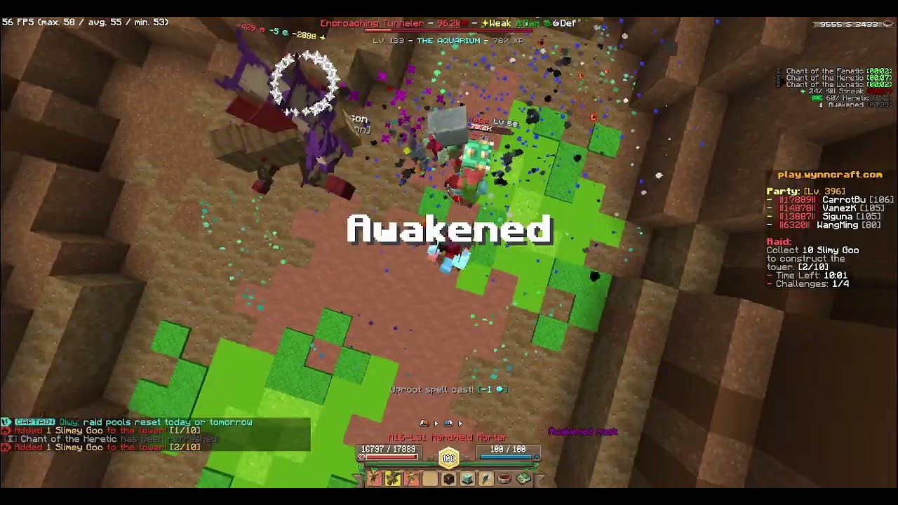 [Wynncraft] How top100 NotG'ers speedrun the combat tunnel (flawed run)