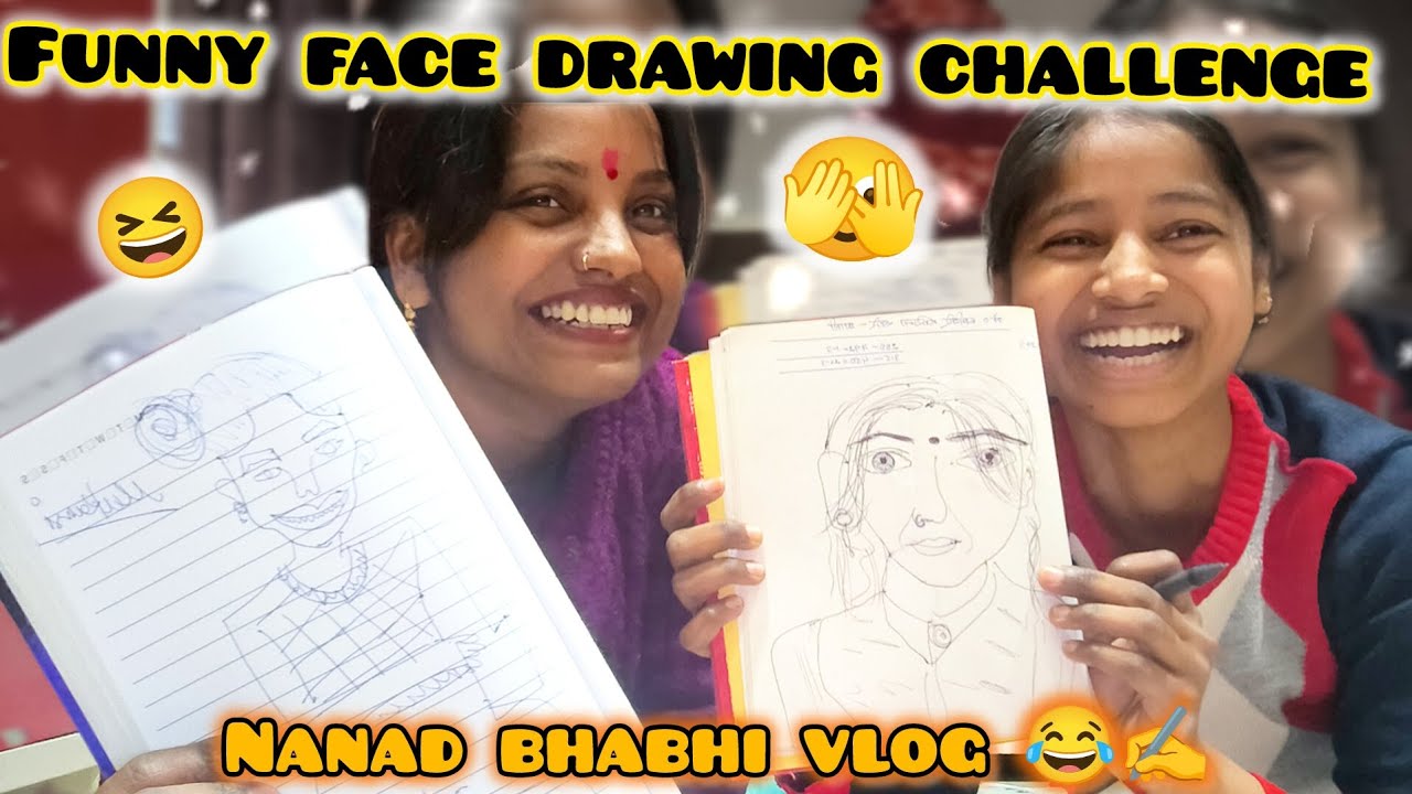 Nanad bhabhi drawing challenge ✍️ || funny challenge vlog 🧐|| #funnyshorts #drawing #competition 