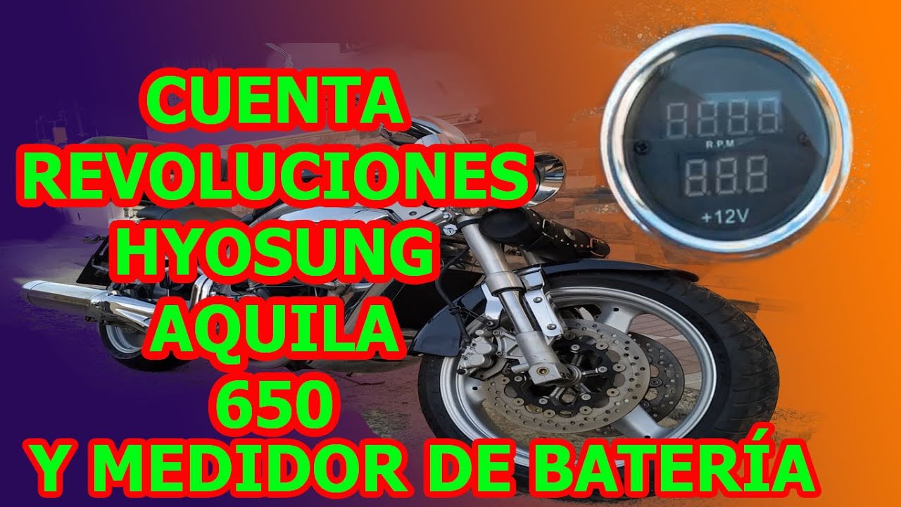 CUENTA REVOLUCIONES Y MEDIDOR DE BATERÍA EN MOTO CUSTOM HYOSUNG AQUILA 650.