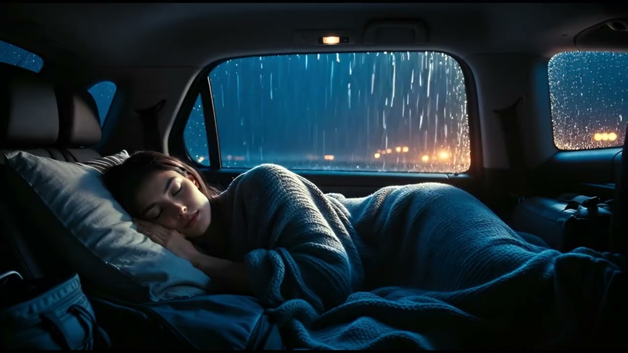 Heavy Rain and Thunder in Car | Relaxing Car Rain Sounds for Sleep